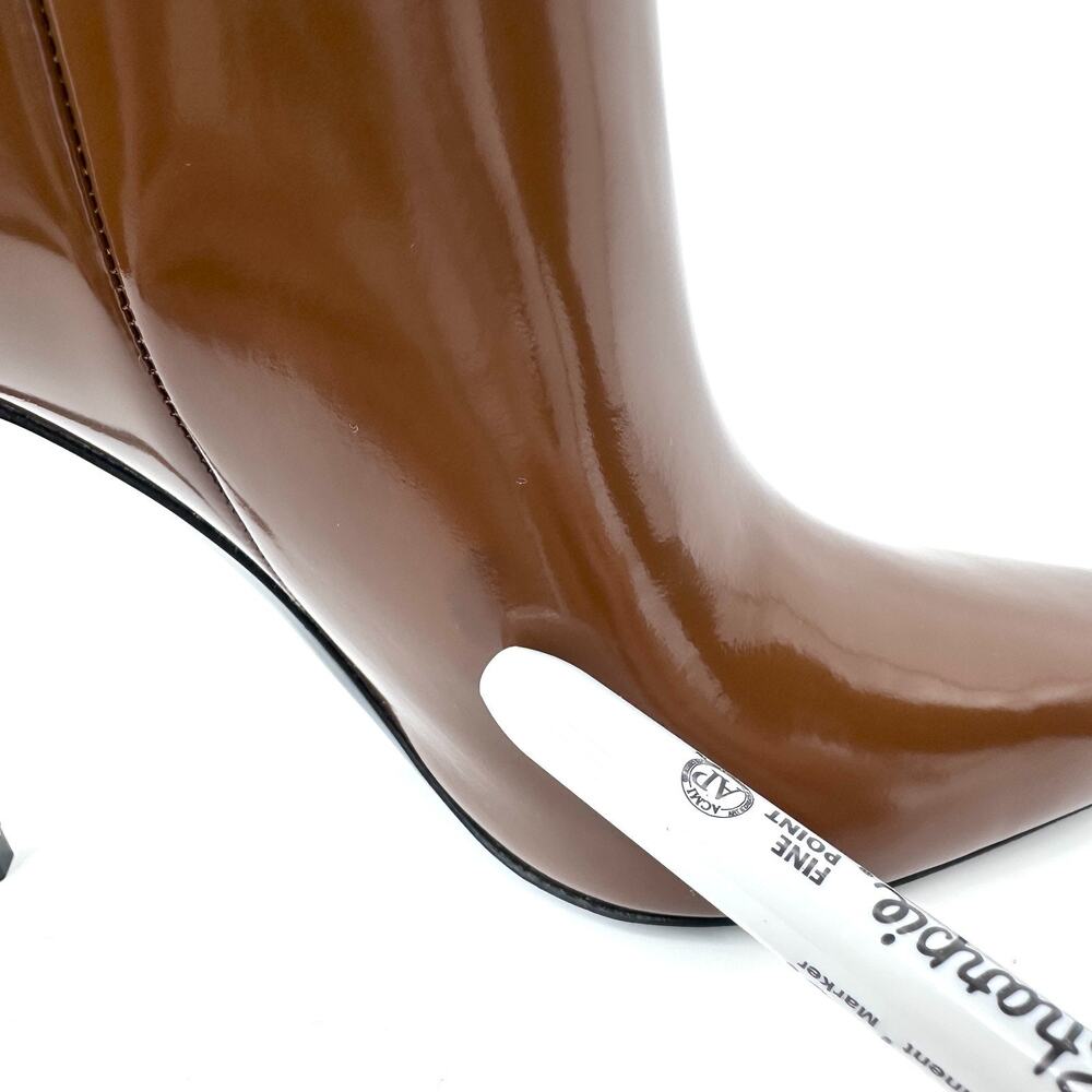 NWOB Saint Laurent Vendome Knee High Boots Pointed Toe Brown Leather EU 38 US 8 - Picture 10 of 14